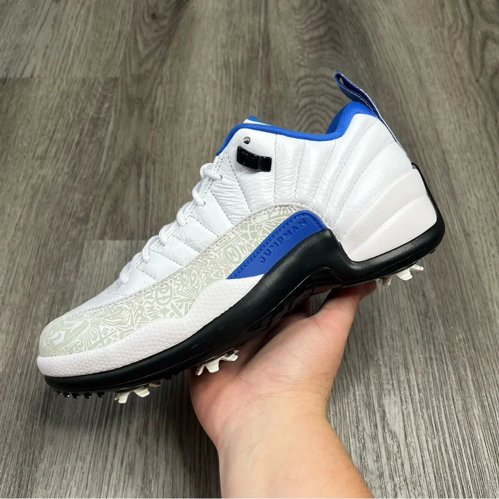 New Air Jordan 12 Low Golf White Game Royal Black Men’s‎ Sz 7 DM9015-105 Spikes